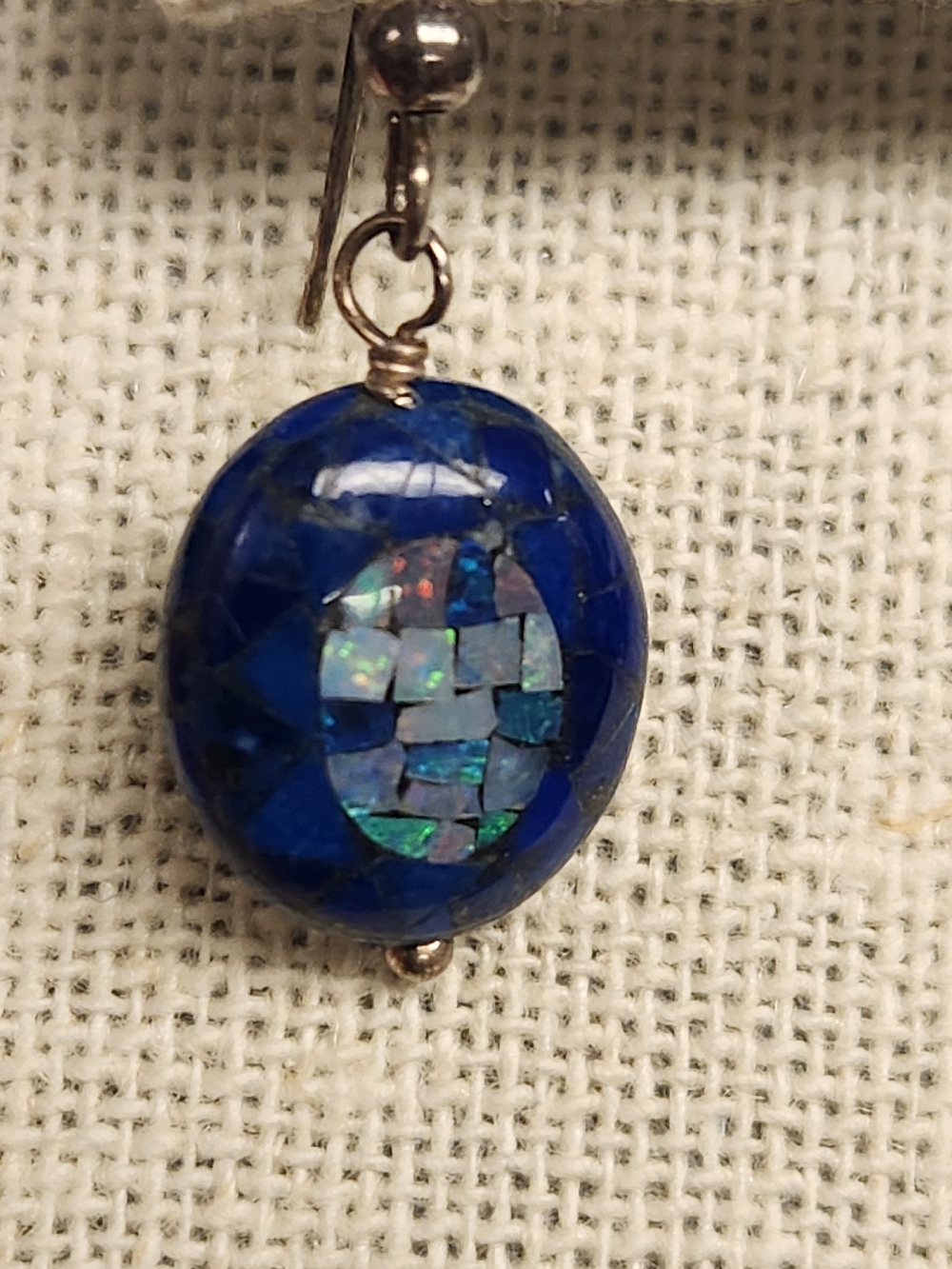 Blue Mosaic Dangle Earrings - Women's Jay King DTR Lapis MOP and Opal inlay.
